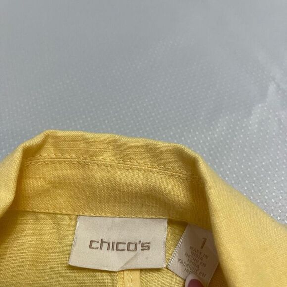 Chico’s Linen Yellow Jacket Size 1 US Small - Picture 2 of 9